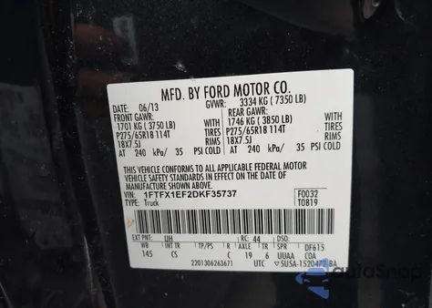 2013 Ford F-150 Stx from USA, damaged, VIN 1FTFX1EF2DKF35737